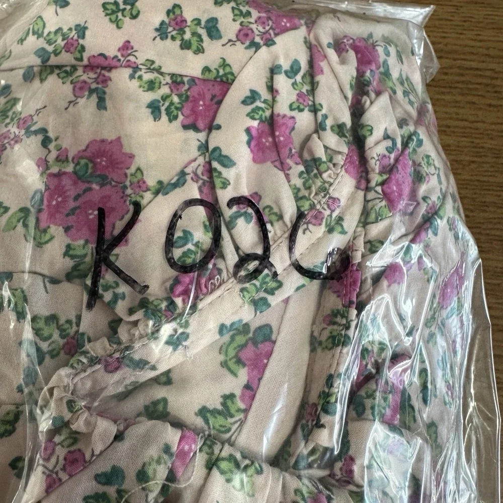 VICI x Gina Floral One Shoulder Ruffle Mini Dress Pink Green XL HN1090D Summer - Picture 8 of 8